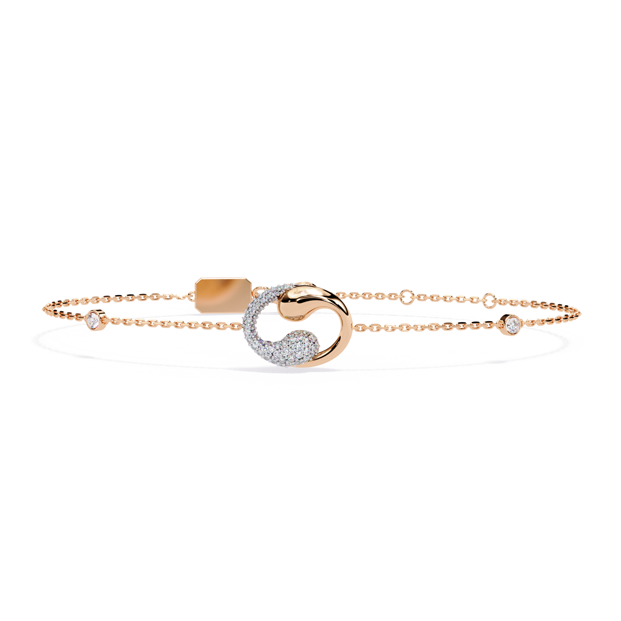 Solitairekart 0.29ct Celestial Crescent Natural Diamond Bracelet-HI Color, VS-SI Clarity